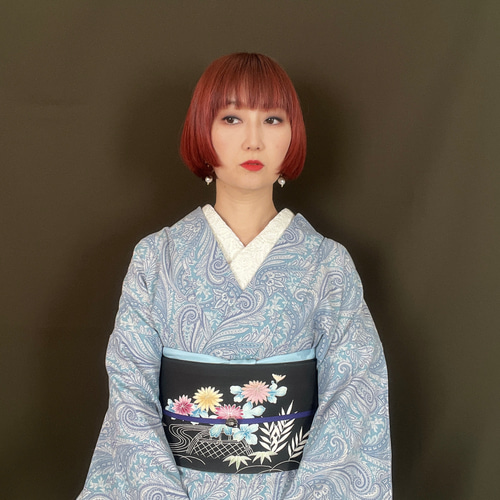 アイスブルーペイズリー柄浴衣 着物 花鹿 kajika 通販 16542092