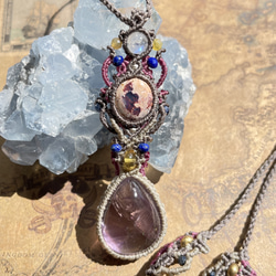 クリソコラ✖️カンテラオパール マクラメペンダント ネックレス