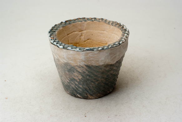 陶器製（2.5号ポット相当）多肉植物の欲しがる植木鉢 SMScブルーグリーン7625 1枚目の画像