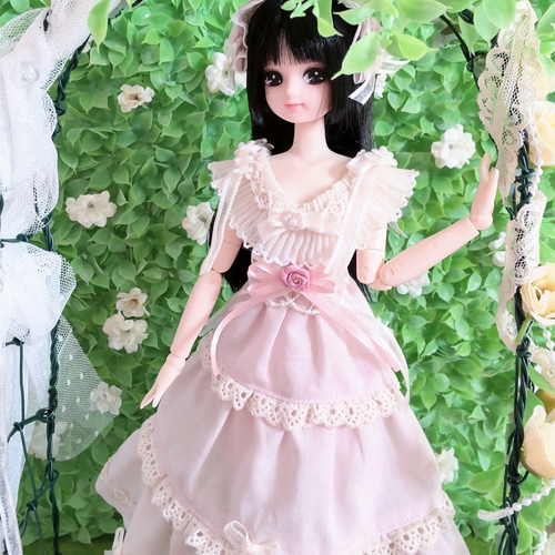 ドール服 リカちゃん 27cmドール 珈琲染め レース アンティーク