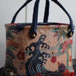 ⭐️一閑張り⭐️鶴亀と松竹梅⭐️ かごバッグ 工芸作家 *peri* 通販