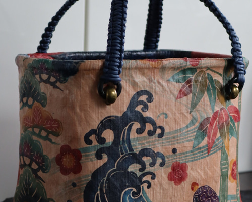 ⭐️一閑張り⭐️鶴亀と松竹梅⭐️ かごバッグ 工芸作家 *peri* 通販