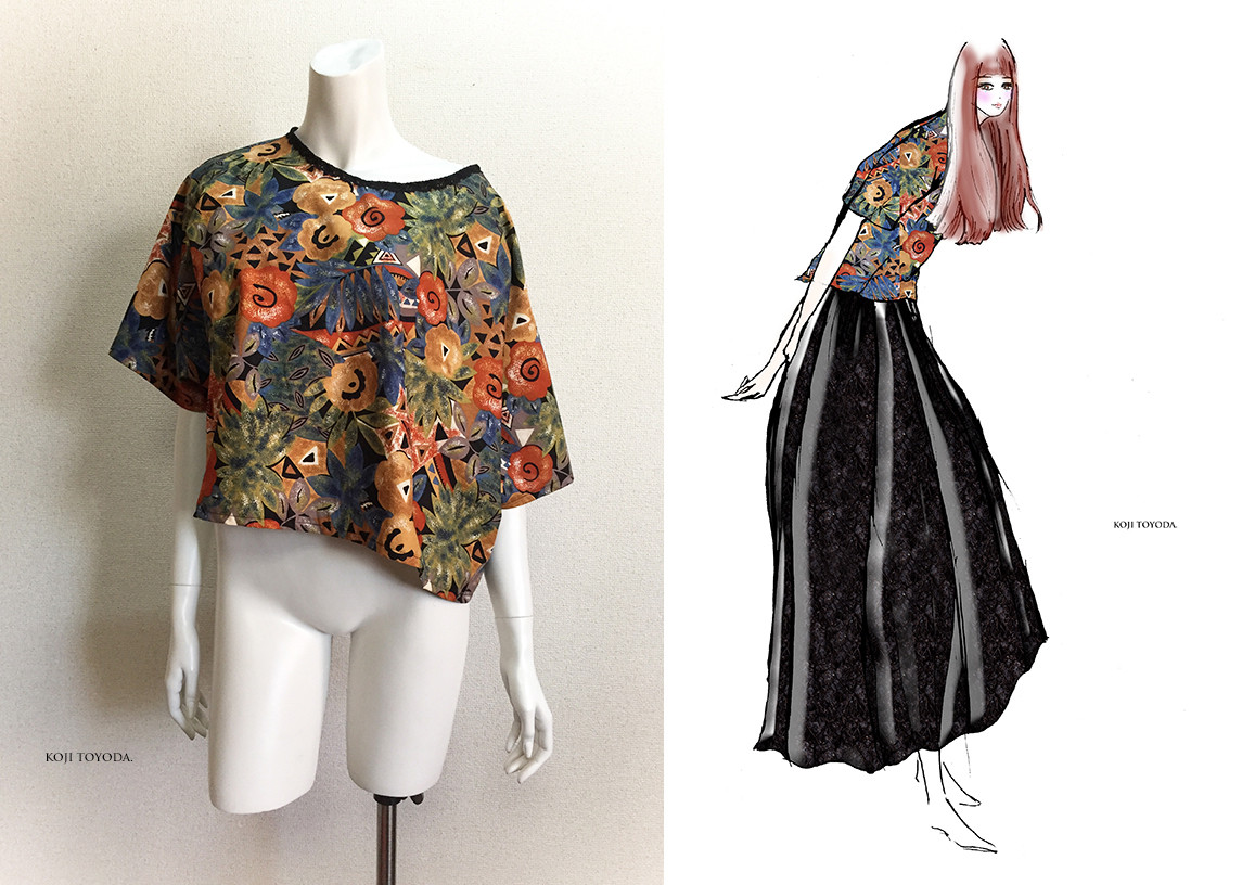 【1点もの・デザイン画付き】JOHN KALDOR生地ゆったりトップス（KOJI TOYODA）