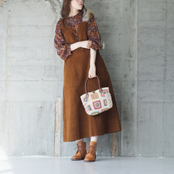 秋冬潮流蓬鬆皮草♡Tetonose燈芯絨毛衣裙(23w-04)棕色 第7張的照片