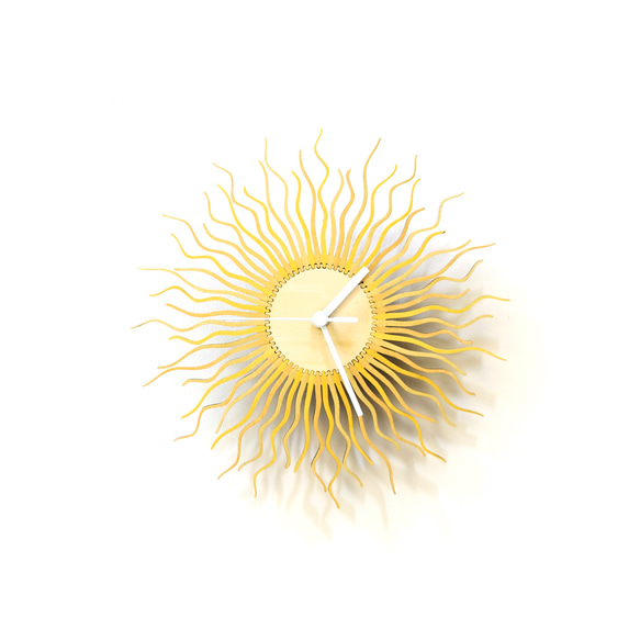 Shockhead - エレガントでモダンなサンバースト掛け時計、金色の壁装飾 2枚目の画像