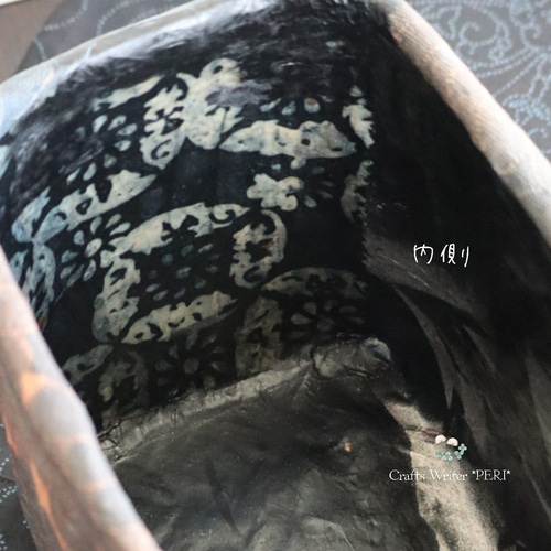 ☆セール⭐️一閑張り⭐️ネイビー花文様⭐️ かごバッグ 工芸  