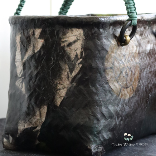 ☆セール⭐️一閑張り⭐️アンティーク正絹サークル柄⭐️ かごバッグ  