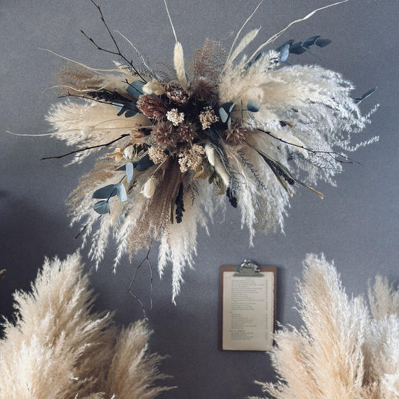 ドライフラワー吊り下げ】秋インテリア くすみブラウン パンパスグラス