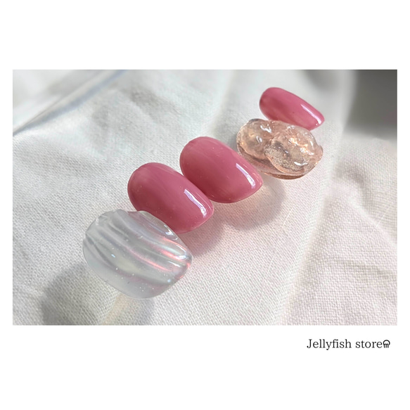 #92｜pink* clear nail ~ 透明感が可愛いデザインネイル ◎  ピンク ワンカラー でこぼこ【ネイルチ 8枚目の画像