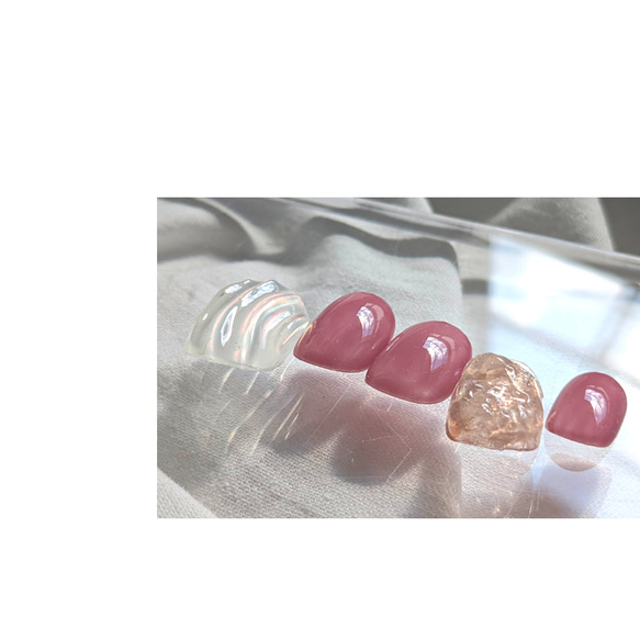 #92｜pink* clear nail ~ 透明感が可愛いデザインネイル ◎  ピンク ワンカラー でこぼこ【ネイルチ 2枚目の画像