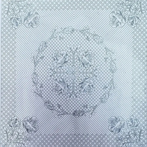 ☆ホワイトキルト(紫の薔薇)タペストリー・カバー(約96cm×96cm