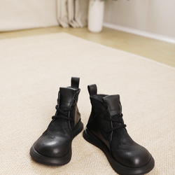 23 新款秋冬女式真皮鞋獨特鞋子厚底淺口短靴 22.5 厘米-25.5 厘米 #833 黑色 ⭐ 免費送貨 ⭐ 第10張的照片