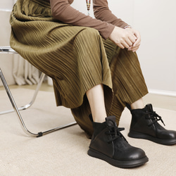 23 新款秋冬女式真皮鞋獨特鞋子厚底淺口短靴 22.5 厘米-25.5 厘米 #833 黑色 ⭐ 免費送貨 ⭐ 第4張的照片