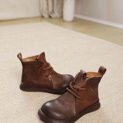 23 秋冬新款女士真皮鞋獨特鞋子厚底高跟鞋短靴 22.5 厘米-25.5 厘米 #833 棕色 ⭐ 免費送貨 ⭐ 第11張的照片