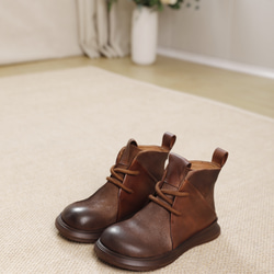 23 秋冬新款女士真皮鞋獨特鞋子厚底高跟鞋短靴 22.5 厘米-25.5 厘米 #833 棕色 ⭐ 免費送貨 ⭐ 第9張的照片