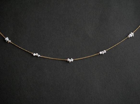 14KGF Akoya Teshi pearl station necklace 5 第2張的照片