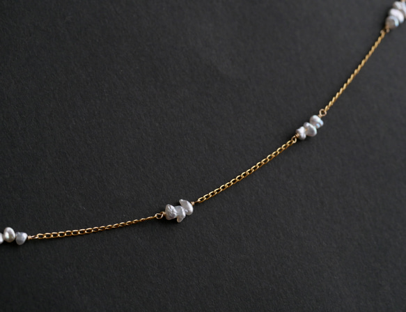 14KGF Akoya Teshi pearl station necklace 5 第3張的照片