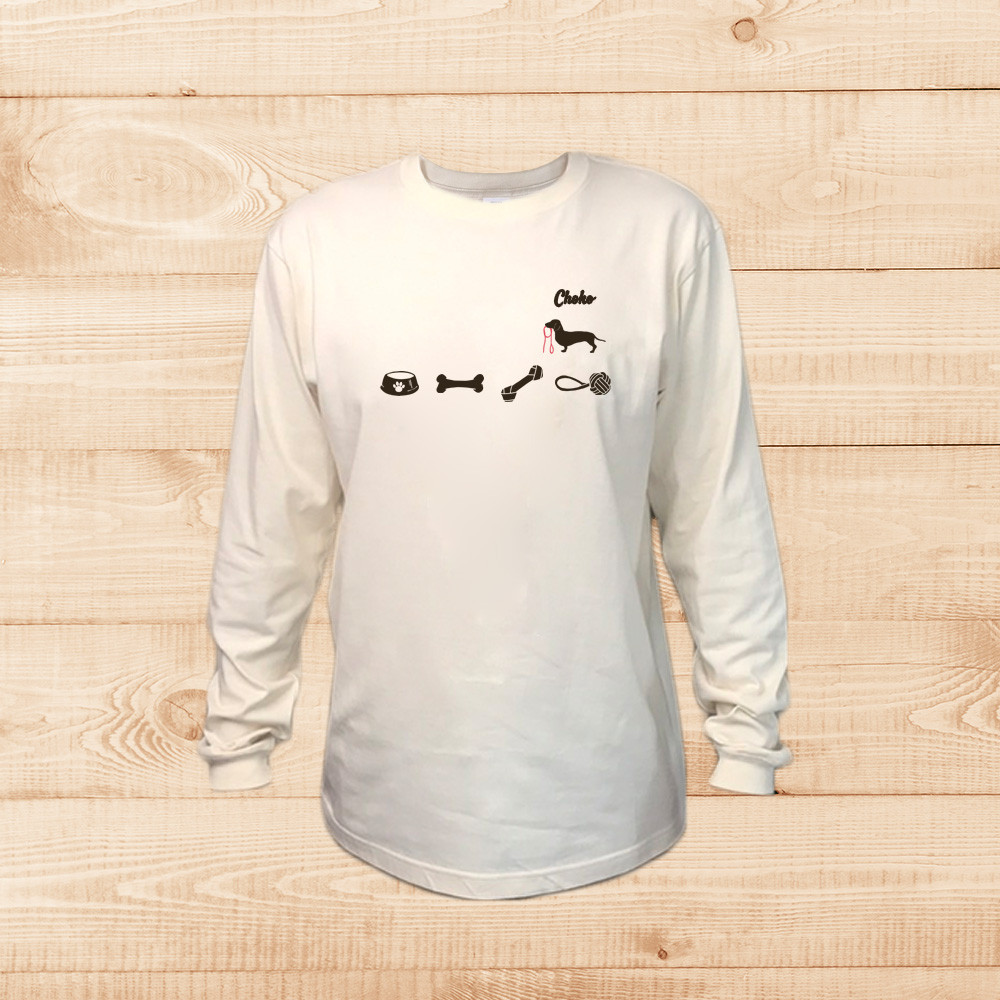 長袖Tシャツワンちゃんシルエット ロンT 選べる犬のデザイン 柴犬 ミニチュアダックス 犬のおやつの絵 おもしろ