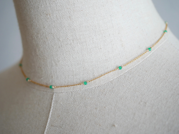 14KGF  　Chrysoprase short necklace 第4張的照片