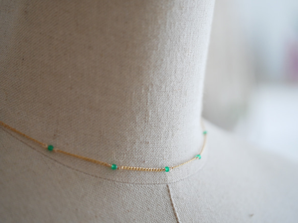 14KGF  　Chrysoprase short necklace 第1張的照片