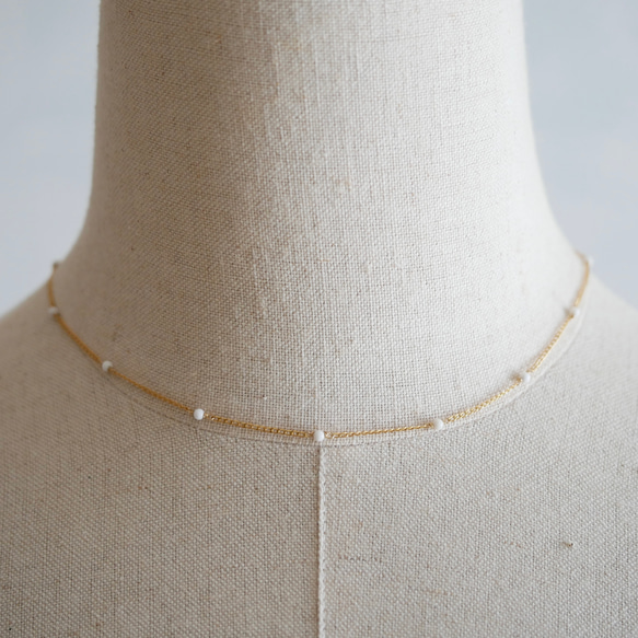 14KGF White onyx short necklace 第3張的照片