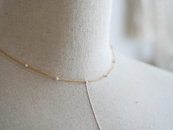 14KGF White onyx short necklace 第5張的照片