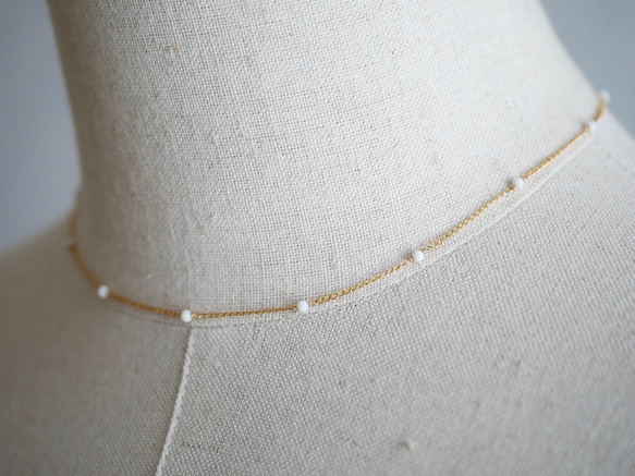 14KGF White onyx short necklace 第2張的照片