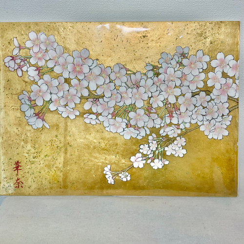 桜の木 日本画 金箔 大判絵画【引き取り歓迎】