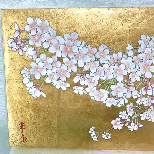 Amazon.co.jp: 額絵 日本画 花鳥画 春飾り 桜に鶯 F4 緒方葉水