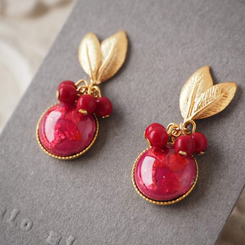 七宝焼 南天〇ピアス ピアス（スタッド・一粒） mio min mio 通販