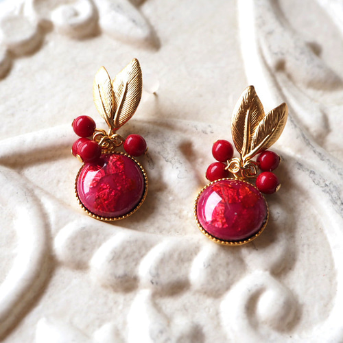 七宝焼 南天〇ピアス ピアス（スタッド・一粒） mio min mio 通販 