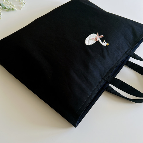 【入園準備　入学準備】スワン（白鳥）柄　レッスンバッグなど 選べるサイズ【4色・レッスンバッグ】名入れOK・スワン刺繍