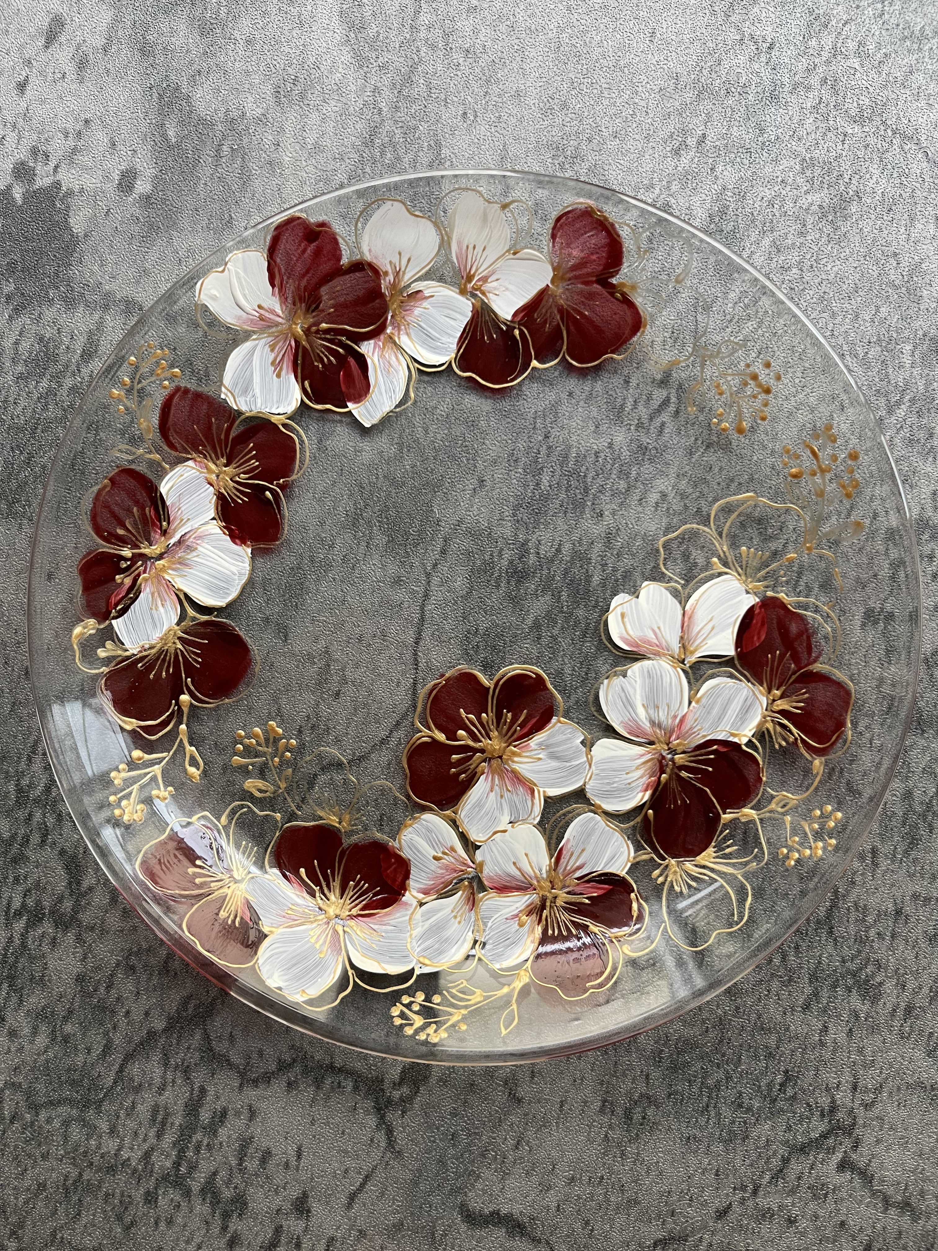 再販×3ワインレッド×ホワイト×ゴールドプレート21cm