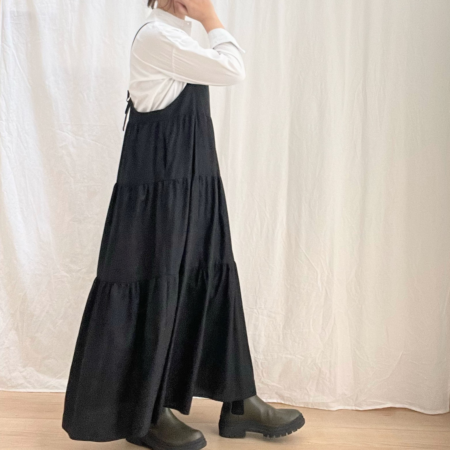 ティアードジャンパースカート♡ブラック