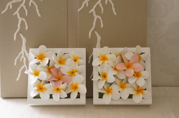 プルメリアたっぷりのフレームアレンジ　クレイフラワー 3枚目の画像