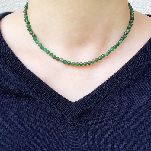 天然石 ダークグリーン ビーズネックレス 癒しカラー】グリーンカラーネックレスセット 天然石 ビーズ