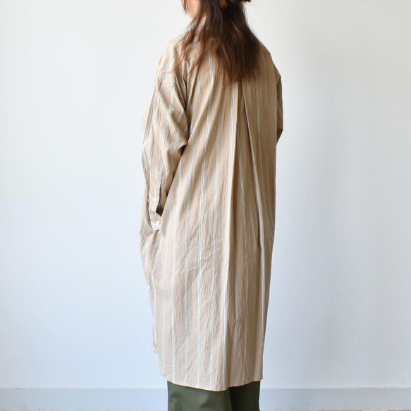 四季都可以使用的簡約條紋襯衫裙[SOOP053F] 第4張的照片