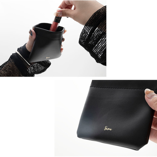 新品未開封　Naptime バネ口ミニポーチ　3点セット　BLACK バネポーチ 箔 名入れ 】 ミニポーチ マルチポーチ ギフト ニュアンス