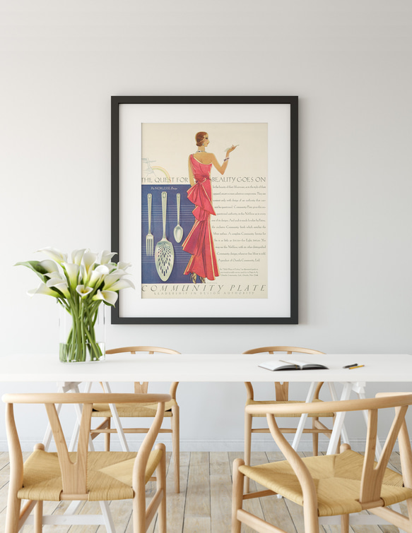 NO.506】女性ドレスイラストアートポスター☆アンティークヴィンテージ