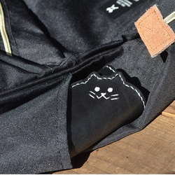 コゲちゃん　キーケース４連　スマートキー対応　栃木レザー　黒　手縫い　本革　皮　 Leather　猫 7枚目の画像