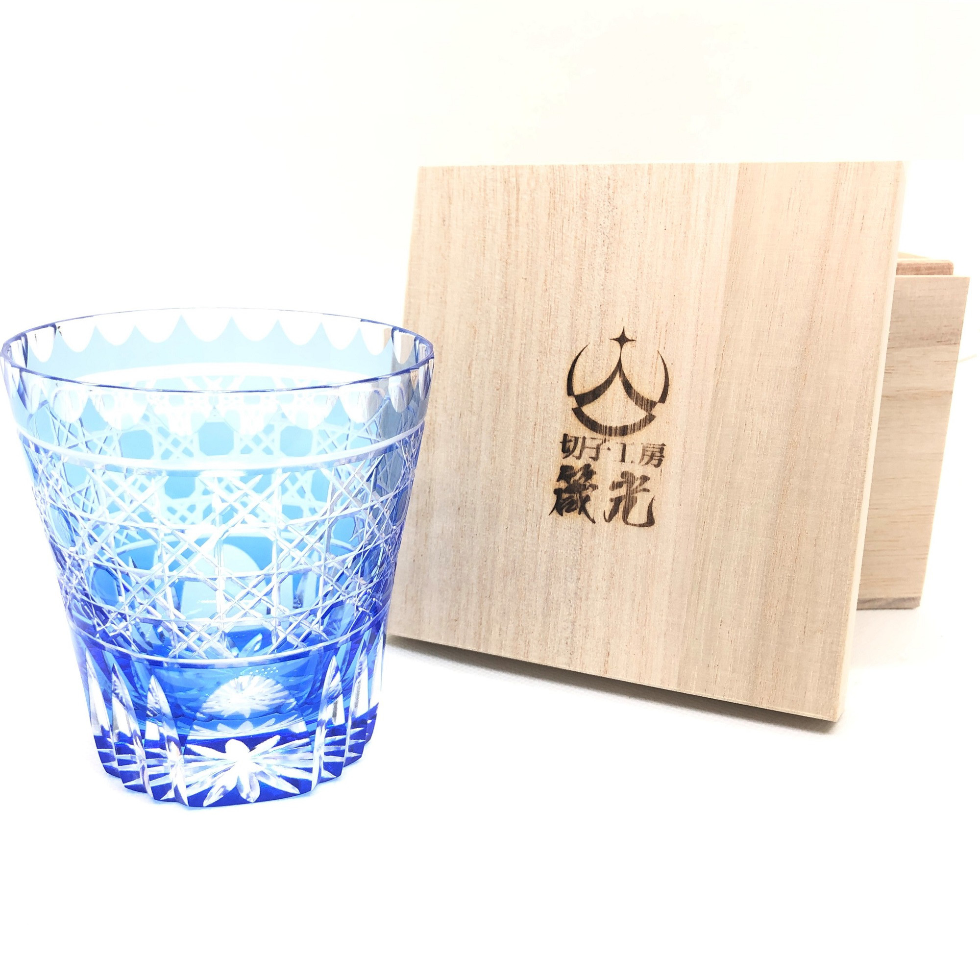 八角籠目天開ロックグラス　日本工芸会所属斉藤光作　切子グラス/コップ/切子作家/切子職人/デザイン性/プレゼント