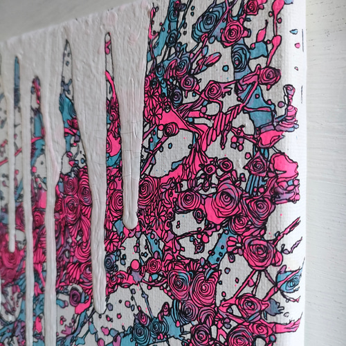 ○原画一点物○『abstract花吹雪:溶』インテリアアートパネル 絵画