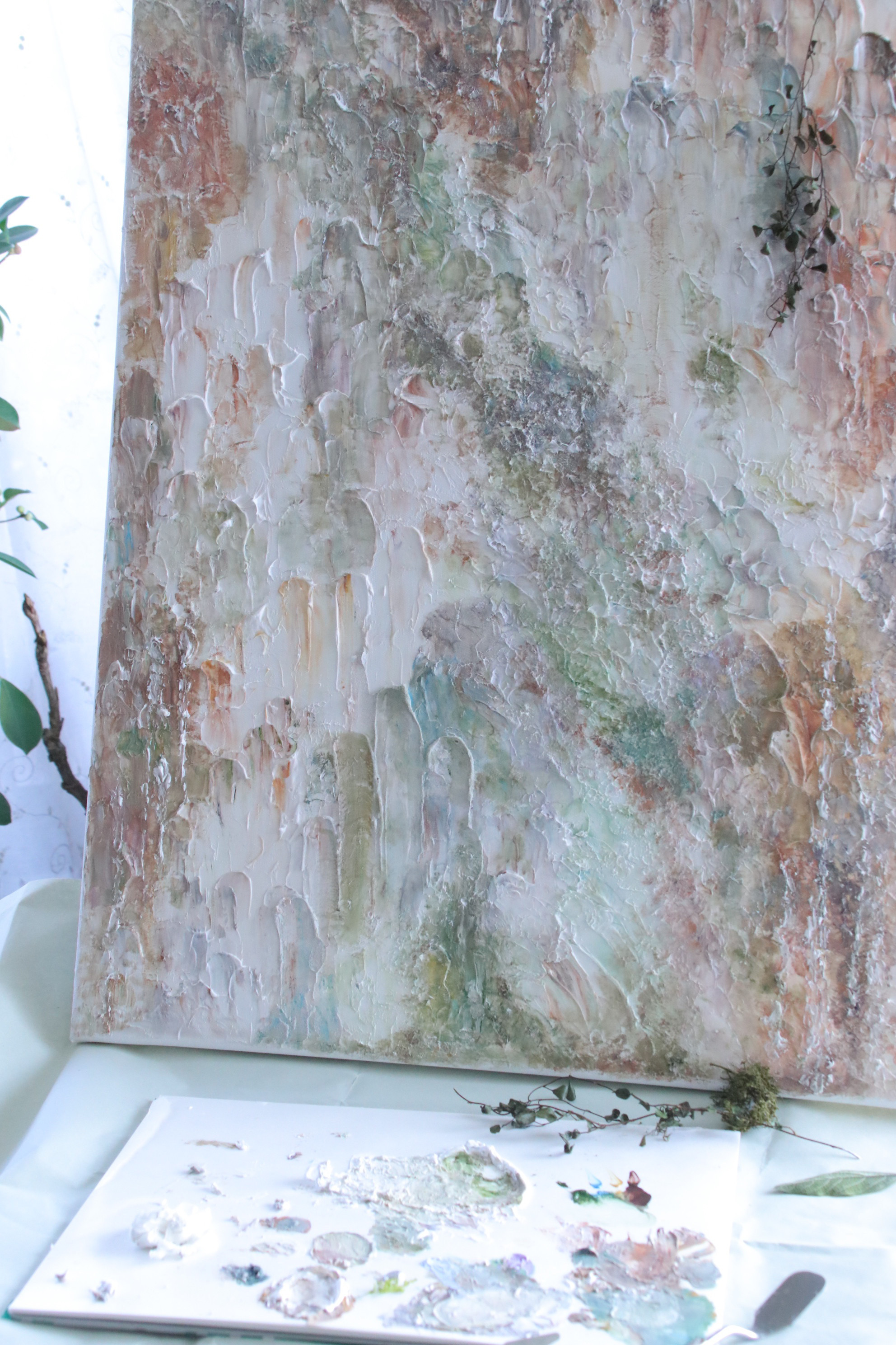 ボタニカルアートパネル原画　苔生したその場所