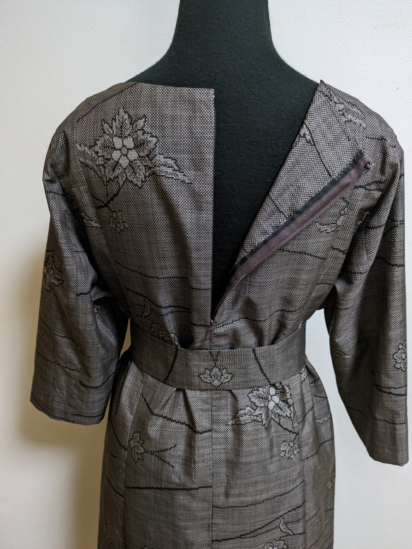 SOLD　着物リメイク　ワンピース　大島紬　M〜L 