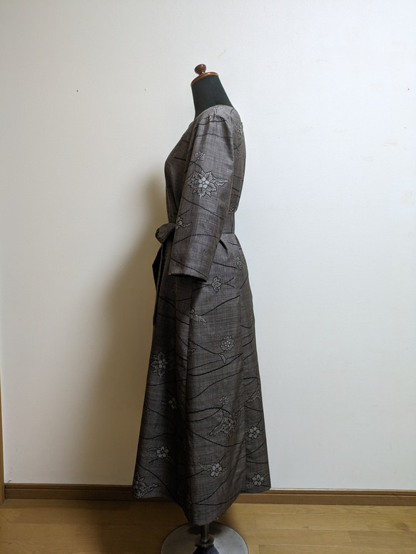 SOLD　着物リメイク　ワンピース　大島紬　M〜L 