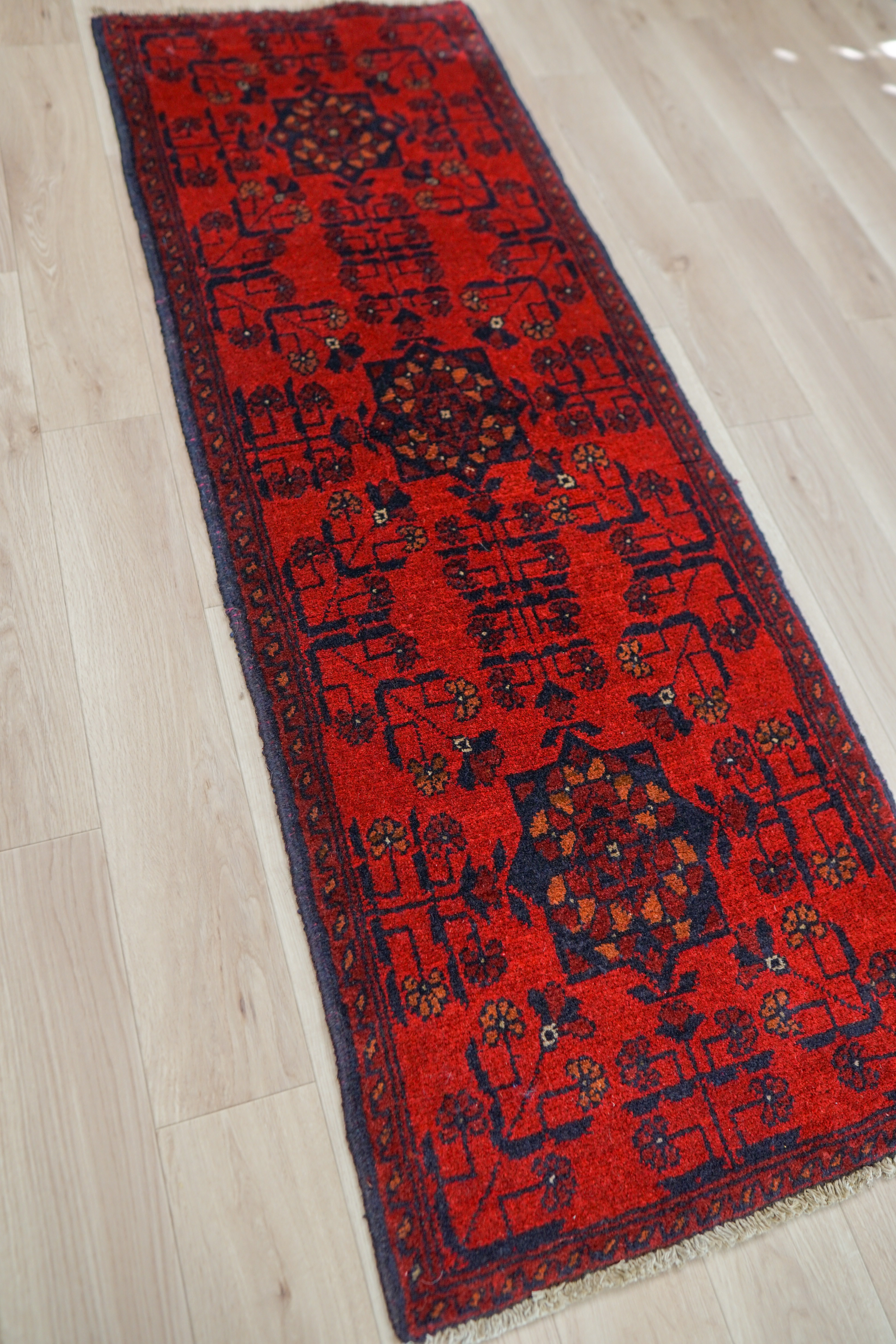 147×52cm【アフガニスタン 手織り絨毯 カールモハメディ】 ランナー