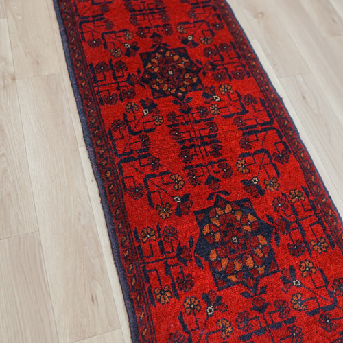 147×52cm【アフガニスタン 手織り絨毯 カールモハメディ】 ランナー-