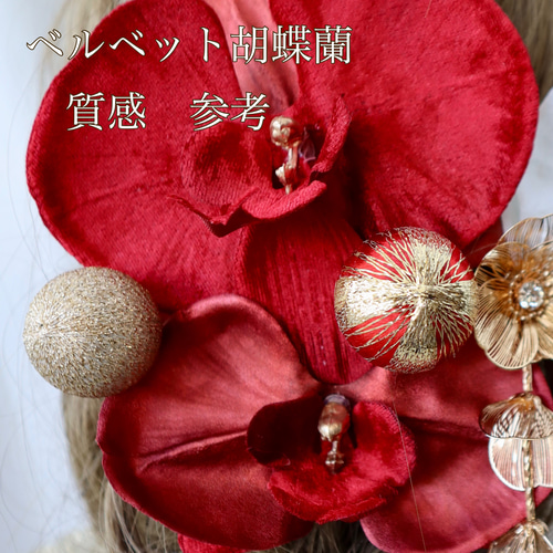 殿堂 胡蝶蘭 ゴールド系 髪飾り 2023成人式 ◇卒業式 水 金箔 結婚式 ヘアアクセサリー