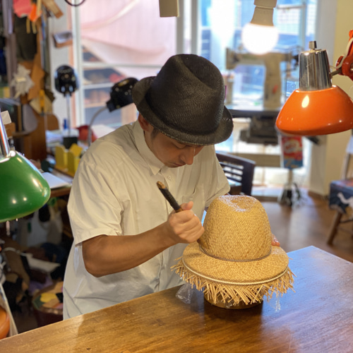帽子 木型 中折れハット 58cm 木型で作った中折れ麦わら帽子 ハット 関口善大靴工房 通販