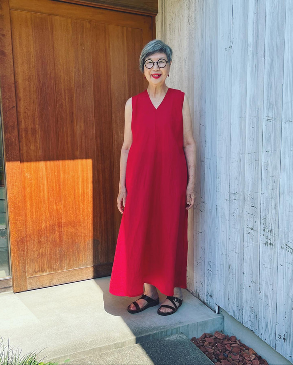 UN3D. ノースリーブワンピース 赤 UN3D.のワンピース（レッド系）を使った人気ファッション